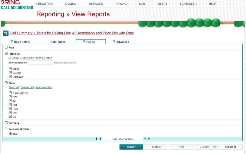 2Ring Call Accounting is open to variety within a single installation.