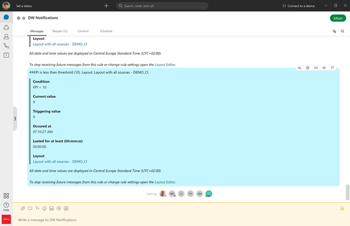 Notification and alert example