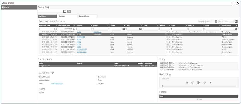 2Ring Dialog Gadget - Gadgets for Cisco Finesse version 5.1