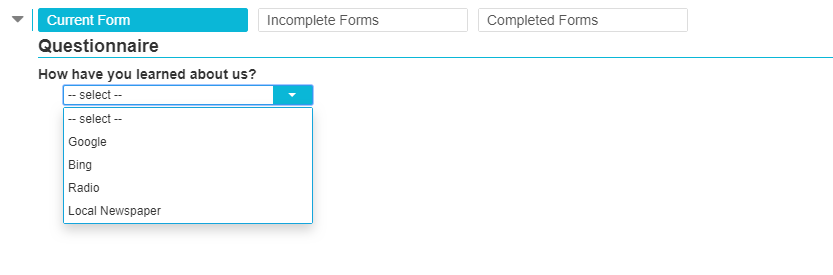 New Card Type - Dropdown List