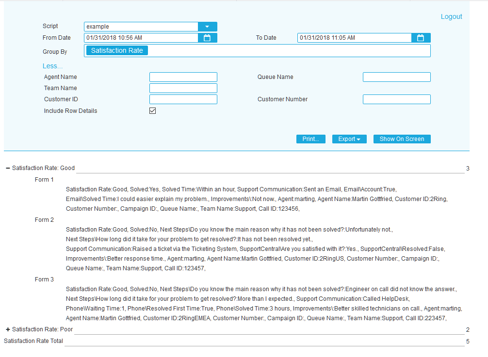 Built in report form