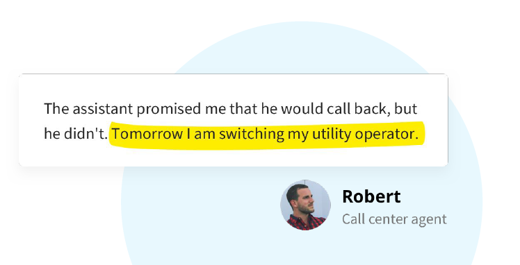 Customer about to churn detected - agent related cause.