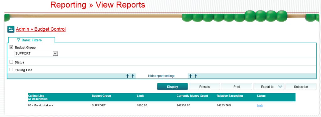 Reports in Call Accounting