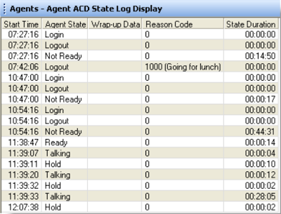 Agent State Log Display
