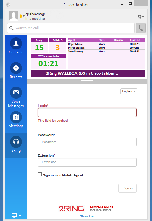 Dashboards & Wallboards Layout hosted in Compact Agent window