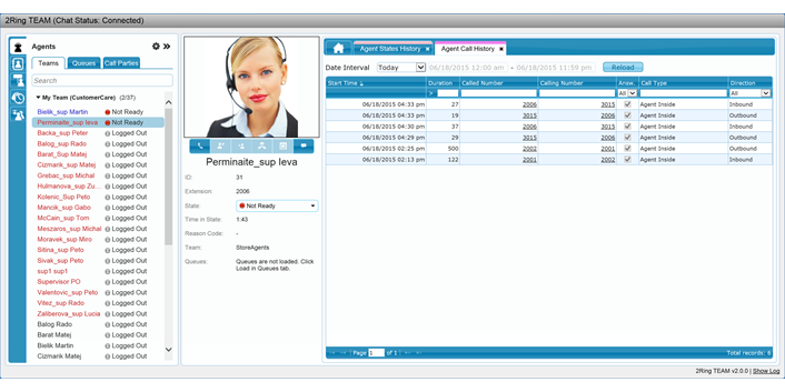 Agent State History and Call History