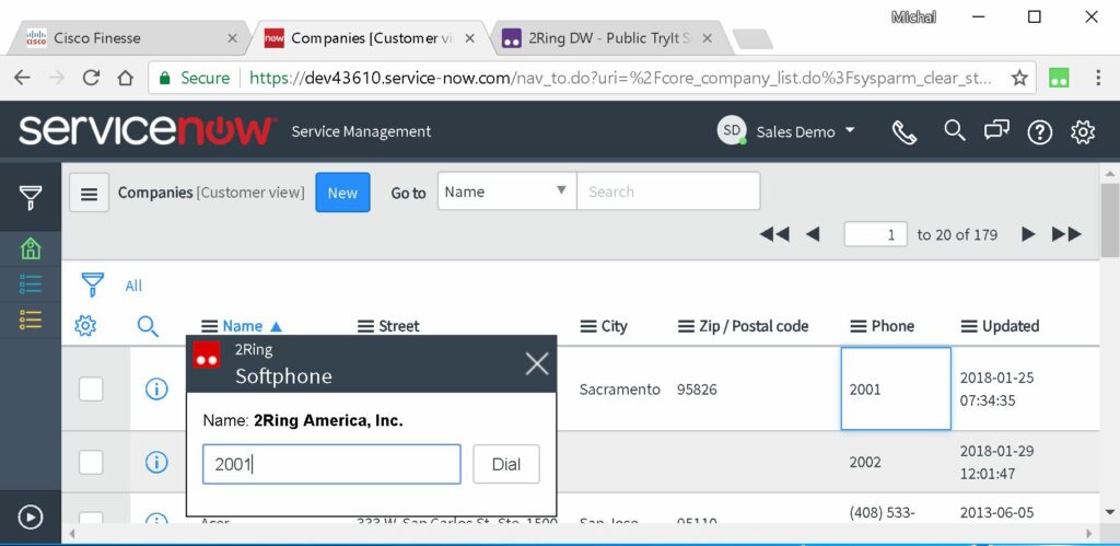 2Ring Softphone in ServiceNow