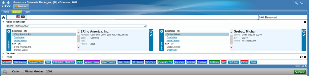 2Ring Gadgets for Cisco Finesse Info Panel