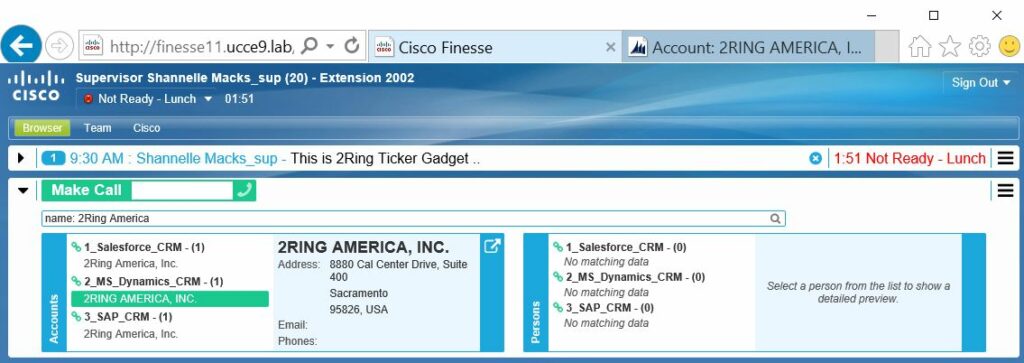 Screenshot of 2Ring CRM Connector for MS Dynamics CRM