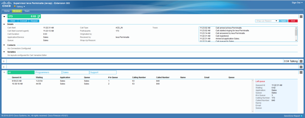 View of assigned call
