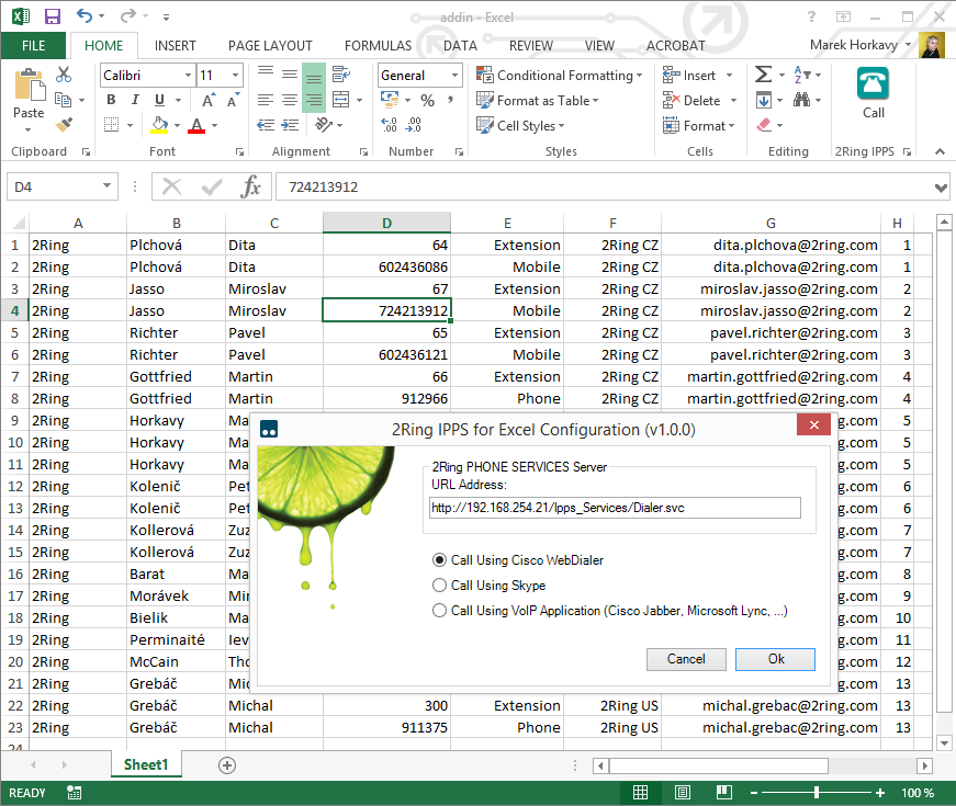 New MS Office Add-In For Phone Services