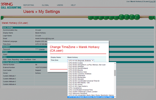 Time Zone Support Settings