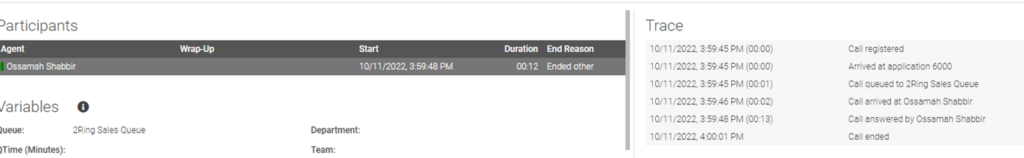 Supervisor needs to review details of a particular call as it is happening, or from a few days, weeks, or months ago
