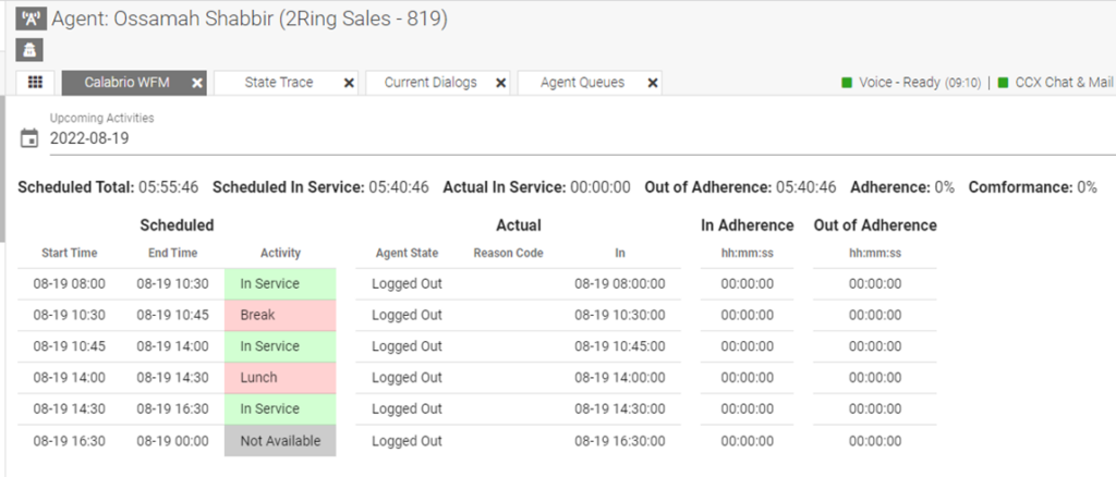 Supervisor needs to check the WFM Schedule for a particular agent