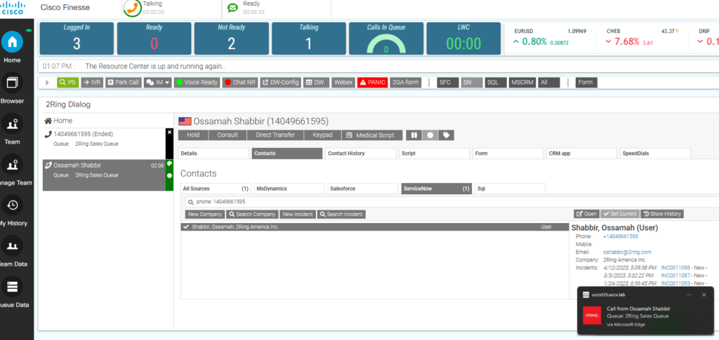 Screen Pop within Cisco Finesse