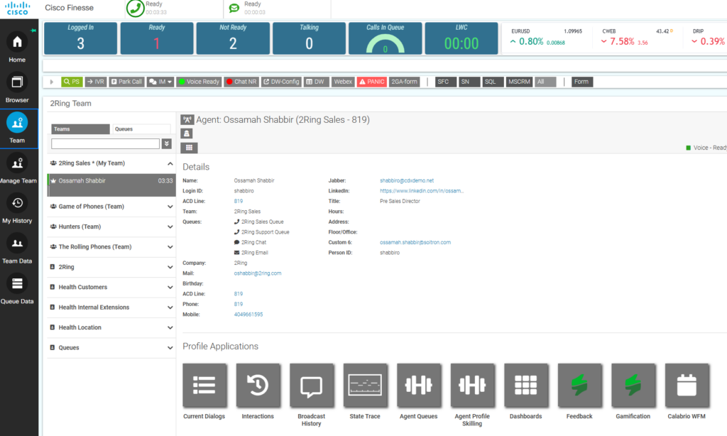 Native Gadgets within Cisco Finesse