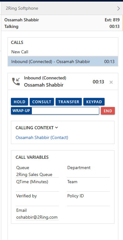 Call Control in MS Dynamics 365