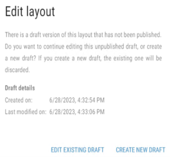 Save layout as draft example
